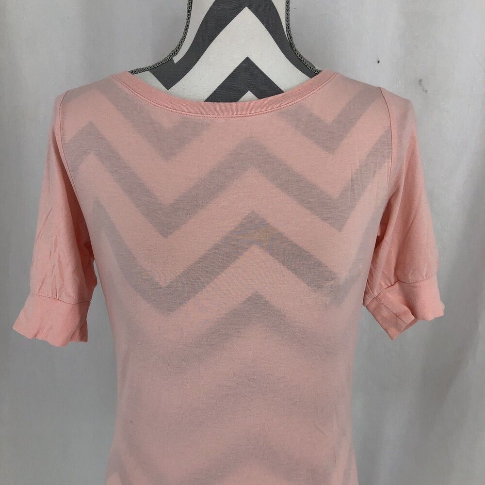 INC International Concepts Pleated Puff Shoulder Pink Short Sleeve T Shirt Large